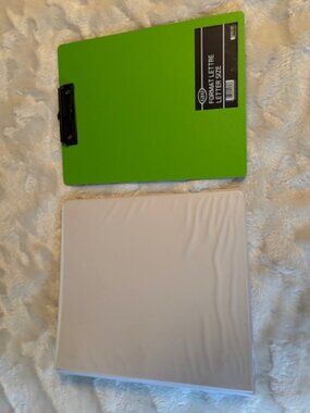 School Office Supplies White 1.5" Binder GEO Green Letter-Size Clipboard